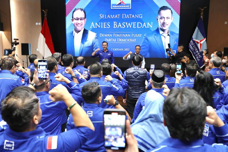Gubernur DKI Kunjungi DPP Partai Demokrat, Teriakan Anies-AHY Menggema