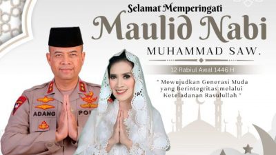 Kapolda dan Ketua PD Bhayangkari Sulbar Mengucapkan Selamat Memperingati Maulid Nabi Muhammad SAW