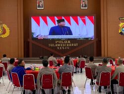 Kapolda Sulbar Beserta Pejabat Utamanya Gelar Nobar Pelantikan Presiden dan Wakil Presiden RI