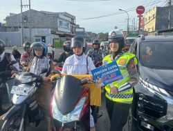 Sosialisasi Tematik Ditlantas, Himbau Masyarakat Tertib Penggunaan Helm dan Peraturan Lalu Lintas