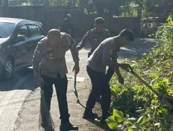 Ditlantas Polda Sulbar Bersihkan Titik Rawan di Jalan Husni Thamrin Mamuju