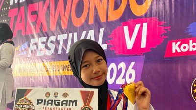 Syakira Yumna Syahrir Siswi MTs Negeri 1 Mamuju Borong Dua Gelar Juara di Manakarra Taekwondo Festival VI